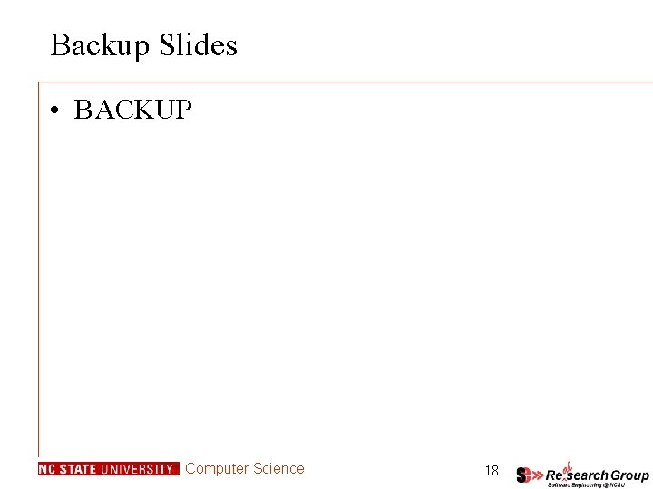 Backup Slides • BACKUP Computer Science 18 Backup Slides • BACKUP Computer Science 18