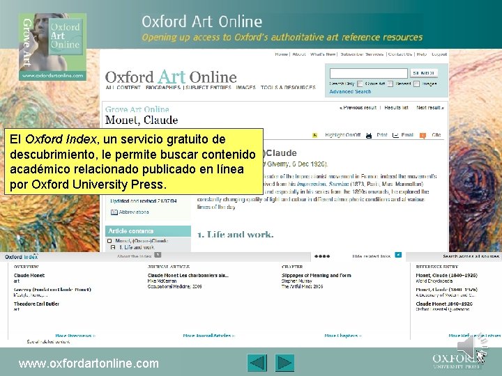 El Oxford Index, un servicio gratuito de descubrimiento, le permite buscar contenido académico relacionado