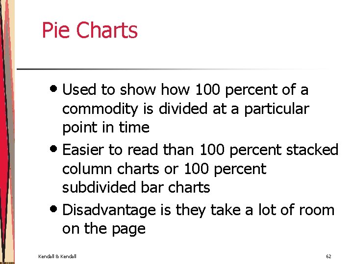 Pie Charts • Used to show 100 percent of a commodity is divided at