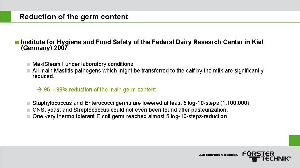 Reduction of the germ content < Institute for Hygiene and Food Safety of the