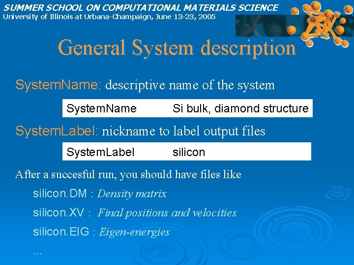 SUMMER SCHOOL ON COMPUTATIONAL MATERIALS SCIENCE University of Illinois at Urbana-Champaign, June 13 -23,