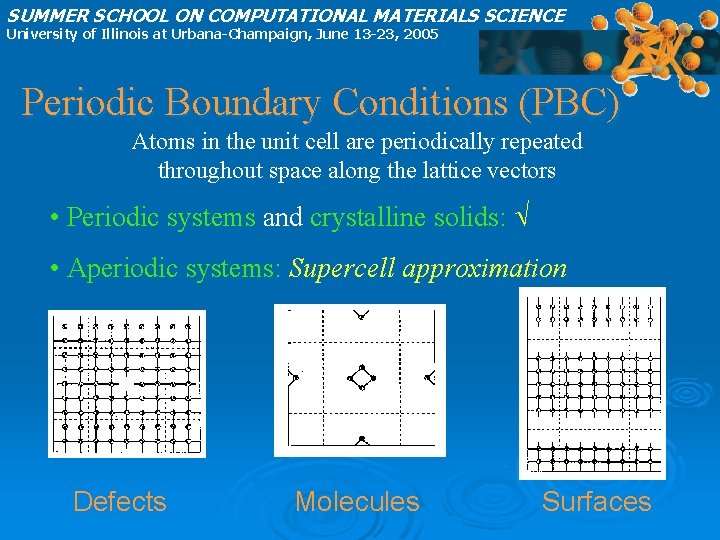 SUMMER SCHOOL ON COMPUTATIONAL MATERIALS SCIENCE University of Illinois at Urbana-Champaign, June 13 -23,