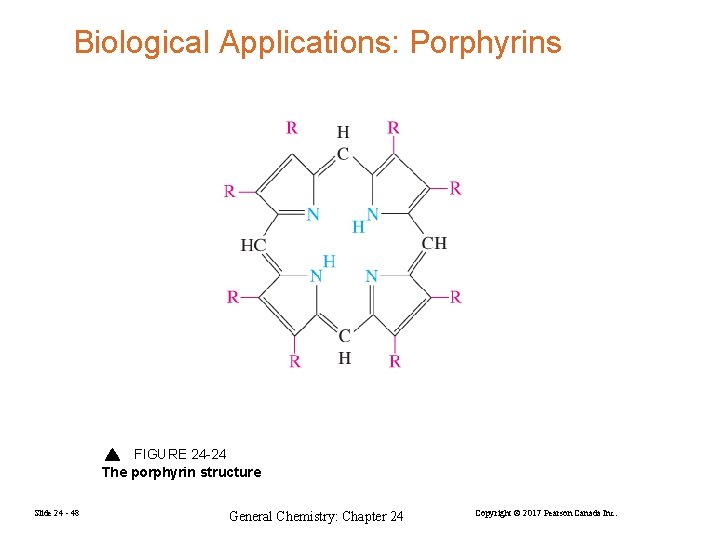 Biological Applications: Porphyrins FIGURE 24 -24 The porphyrin structure Slide 24 - 48 General