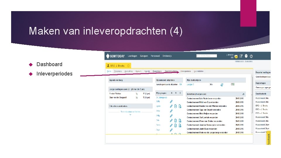 Maken van inleveropdrachten (4) Dashboard Inleverperiodes 