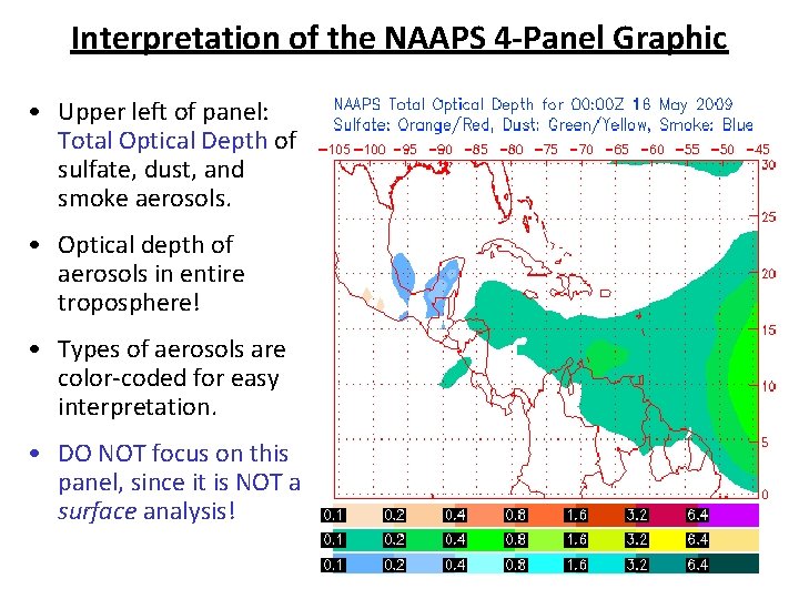 Interpretation of the NAAPS 4 -Panel Graphic • Upper left of panel: Total Optical Interpretation of the NAAPS 4 -Panel Graphic • Upper left of panel: Total Optical