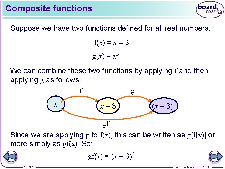 Composite functions Suppose we have two functions defined for all real numbers: f(x) =