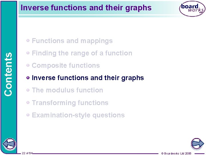Inverse functions and their graphs Contents Functions and mappings Finding the range of a