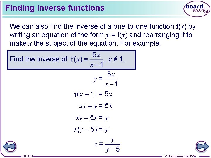 Finding inverse functions We can also find the inverse of a one-to-one function f(x)