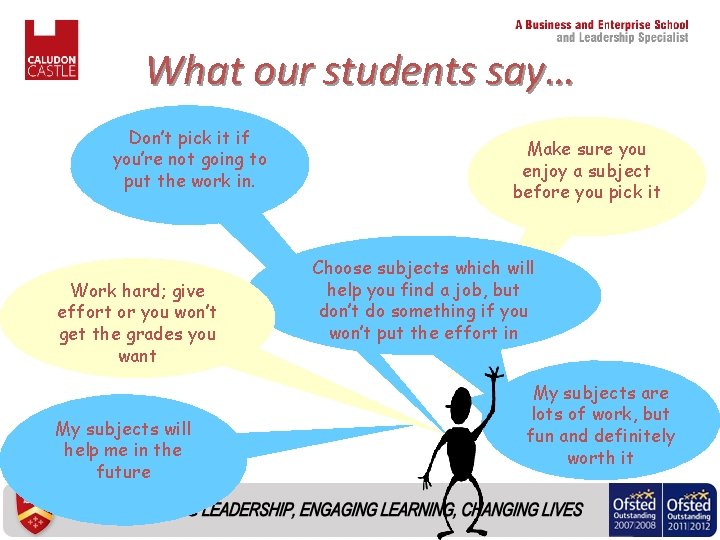 What our students say… Don’t pick it if you’re not going to put the