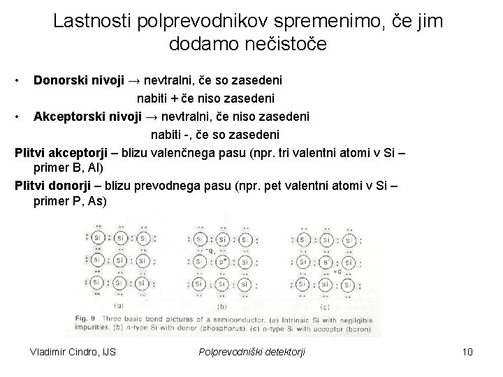 Lastnosti polprevodnikov spremenimo, če jim dodamo nečistoče • Donorski nivoji → nevtralni, če so