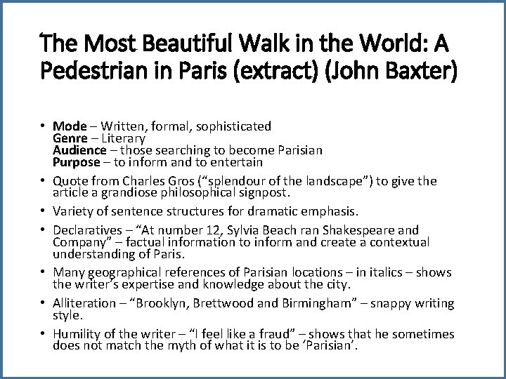 The Most Beautiful Walk in the World: A Pedestrian in Paris (extract) (John Baxter)