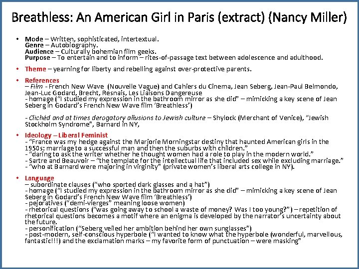 Breathless: An American Girl in Paris (extract) (Nancy Miller) • Mode – Written, sophisticated,