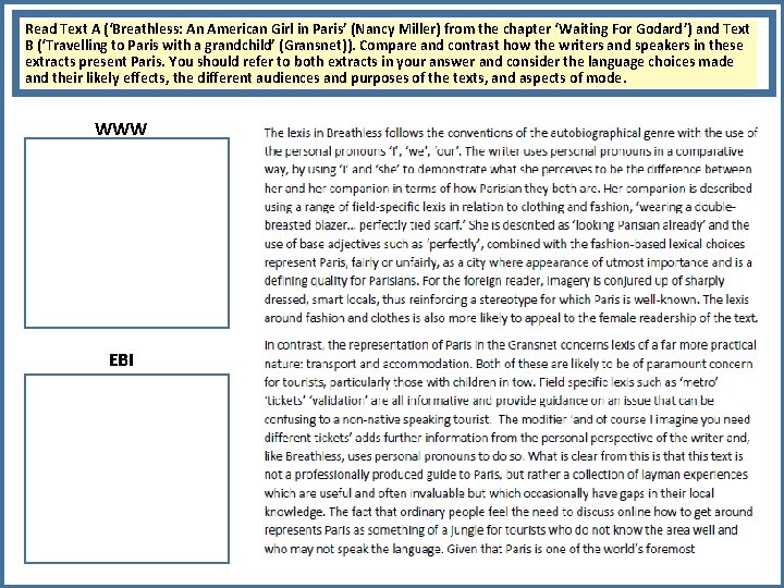 Read Text A (‘Breathless: An American Girl in Paris’ (Nancy Miller) from the chapter