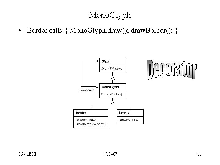 Mono. Glyph • Border calls { Mono. Glyph. draw(); draw. Border(); } 06 -