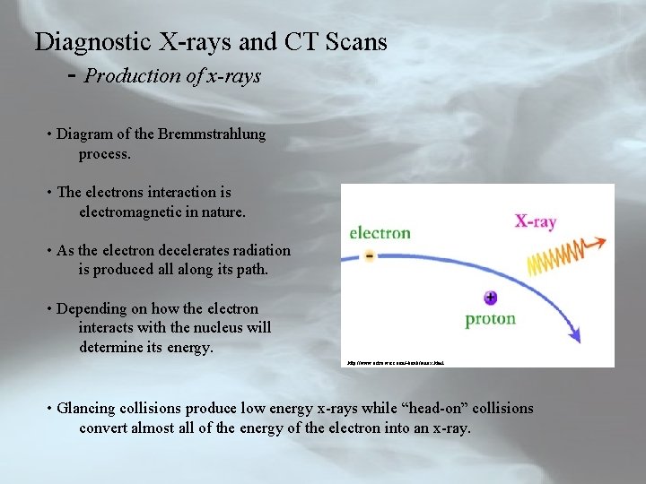 Diagnostic X-rays and CT Scans - Production of x-rays • Diagram of the Bremmstrahlung