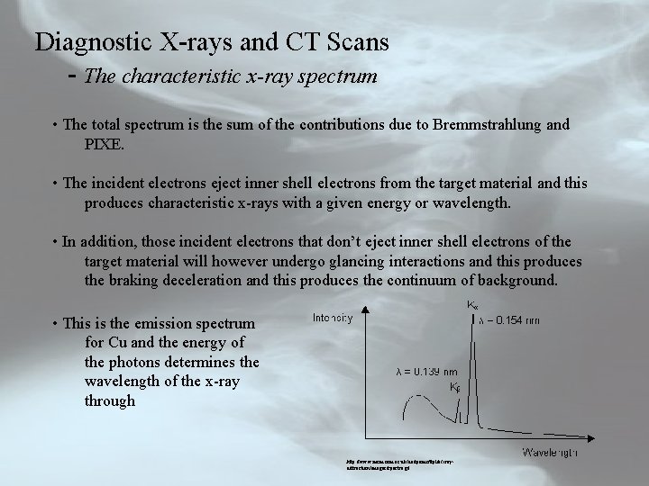 Diagnostic X-rays and CT Scans - The characteristic x-ray spectrum • The total spectrum