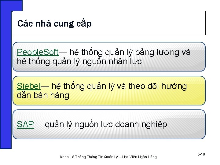 Các nhà cung cấp People. Soft— hệ thống quản lý bảng lương và hệ