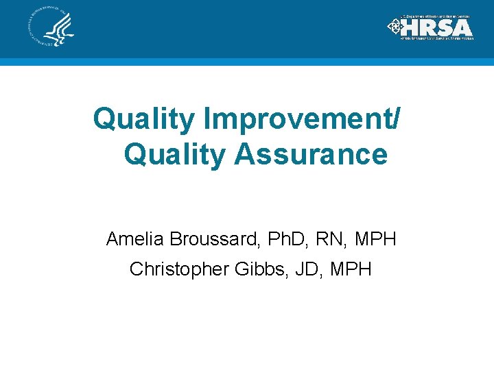 Quality Improvement/ Quality Assurance Amelia Broussard, Ph. D, RN, MPH Christopher Gibbs, JD, MPH