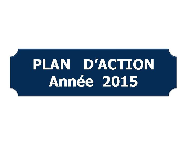 PLAN D’ACTION Année 2015 