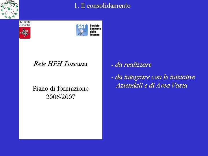1. Il consolidamento Rete HPH Toscana Piano di formazione 2006/2007 - da realizzare -