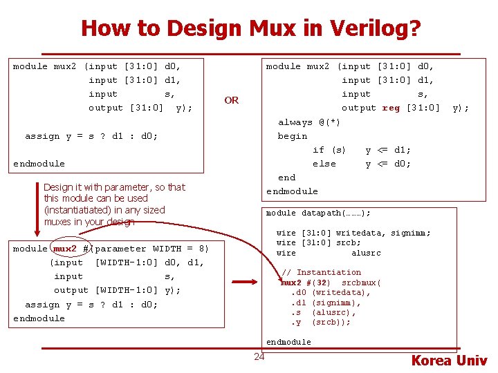 How to Design Mux in Verilog? module mux 2 (input [31: 0] d 0,