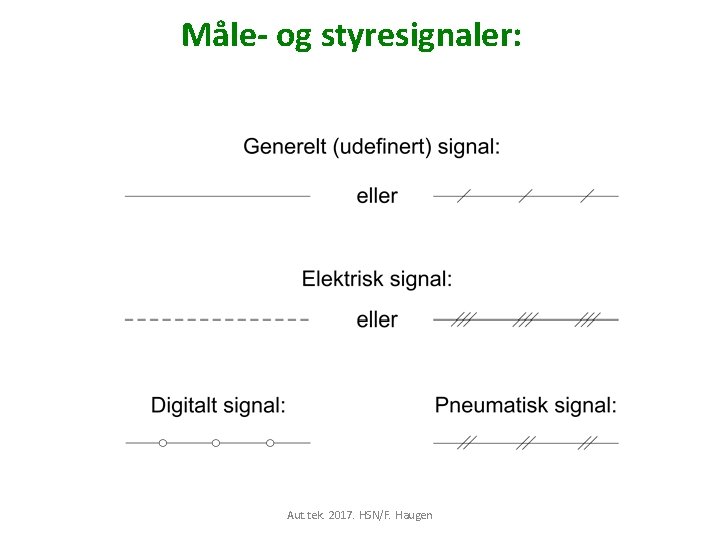 Måle- og styresignaler: Aut. tek. 2017. HSN/F. Haugen 