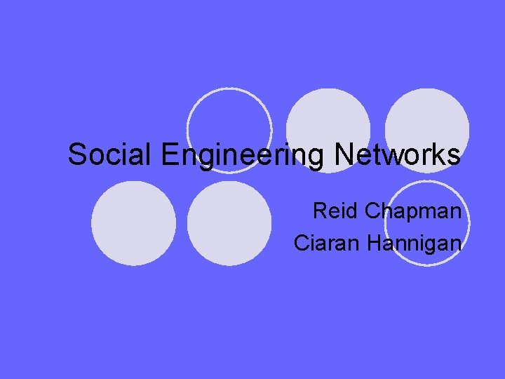 Social Engineering Networks Reid Chapman Ciaran Hannigan 