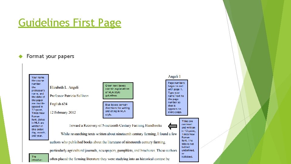 Guidelines First Page Format your papers 