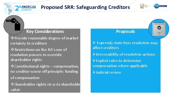 Proposed SRR: Safeguarding Creditors Key Considerations v. Provide reasonable degree of market certainty to