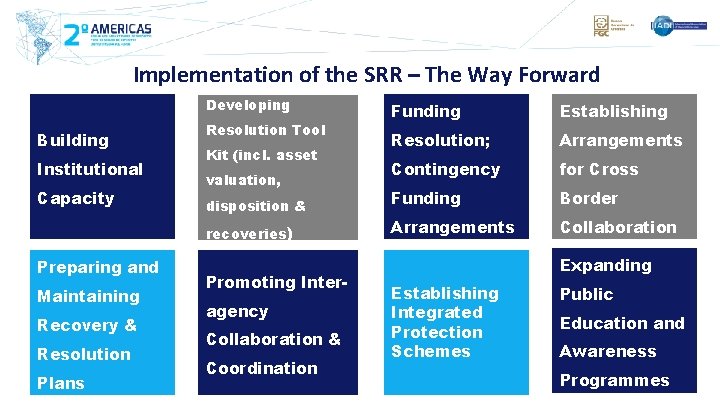 Implementation of the SRR – The Way Forward Developing Building Institutional Capacity Preparing and