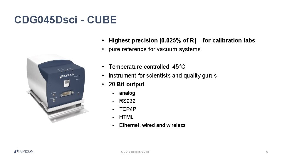 CDG 045 Dsci - CUBE • Highest precision [0. 025% of R] – for