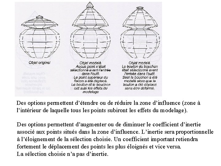 Des options permettent d’étendre ou de réduire la zone d’influence (zone à l’intérieur de