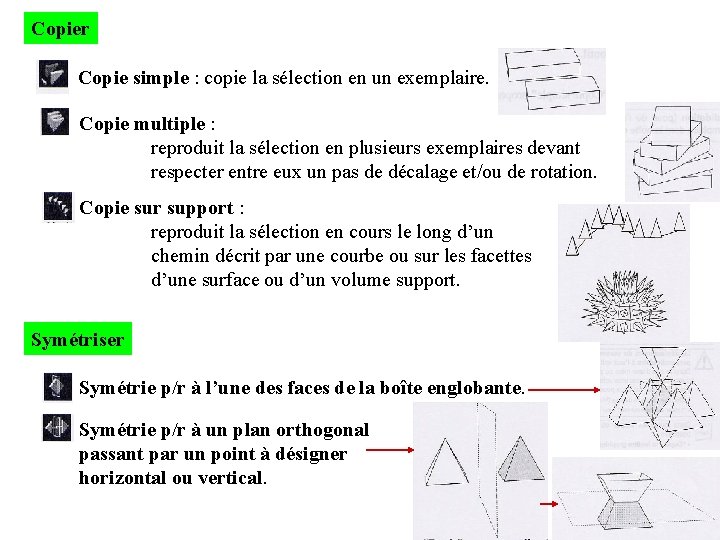 Copier Copie simple : copie la sélection en un exemplaire. Copie multiple : reproduit