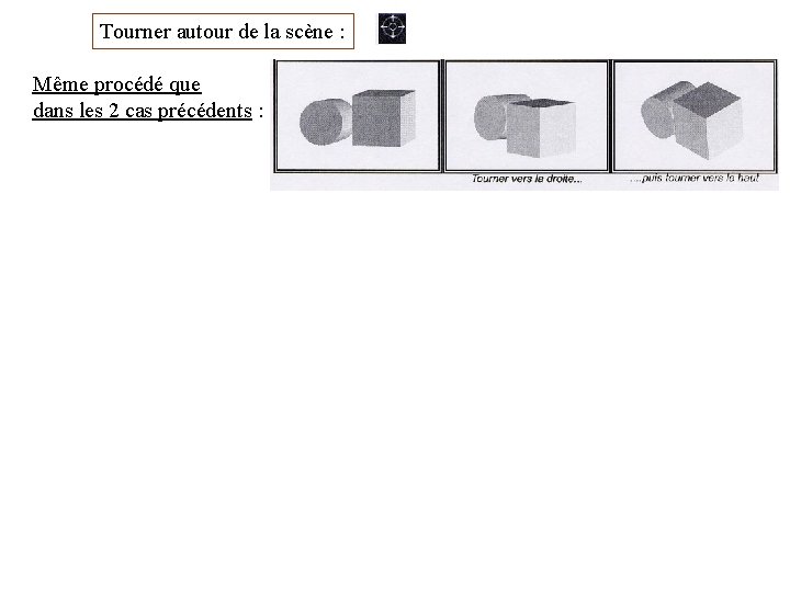 Tourner autour de la scène : Même procédé que dans les 2 cas précédents