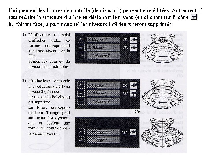 Uniquement les formes de contrôle (de niveau 1) peuvent être éditées. Autrement, il faut