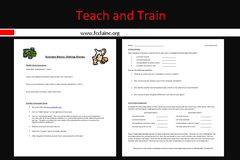 Teach and Train www. fcclainc. org Teach and Train www. fcclainc. org