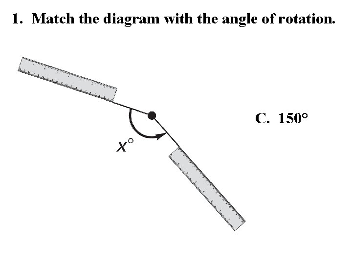 1. Match the diagram with the angle of rotation. C. 150° 