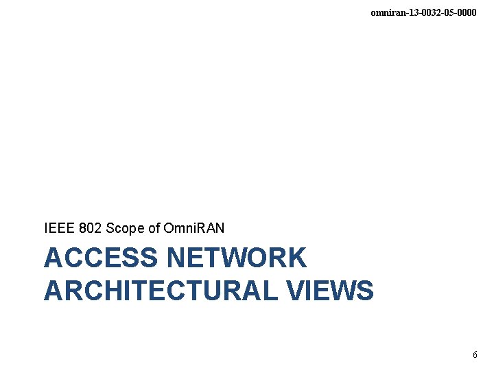 omniran-13 -0032 -05 -0000 IEEE 802 Scope of Omni. RAN ACCESS NETWORK ARCHITECTURAL VIEWS