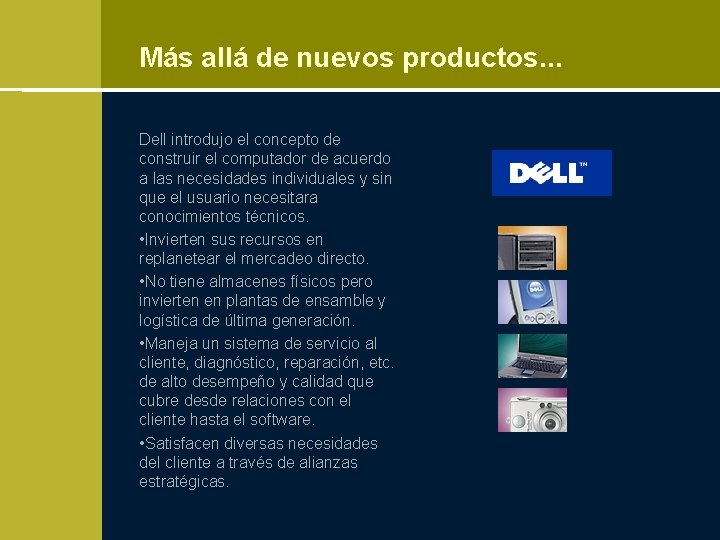 Más allá de nuevos productos. . . Dell introdujo el concepto de construir el