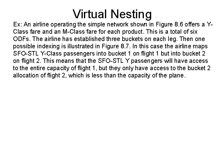 Virtual Nesting Ex: An airline operating the simple network shown in Figure 8. 6