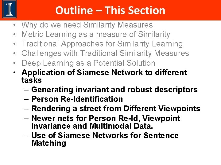 Outline – This Section • • • Why do we need Similarity Measures Metric