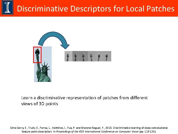 Discriminative Descriptors for Local Patches Learn a discriminative representation of patches from different views