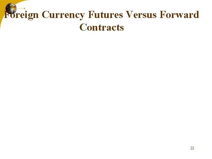 Foreign Currency Futures Versus Forward Contracts 22 