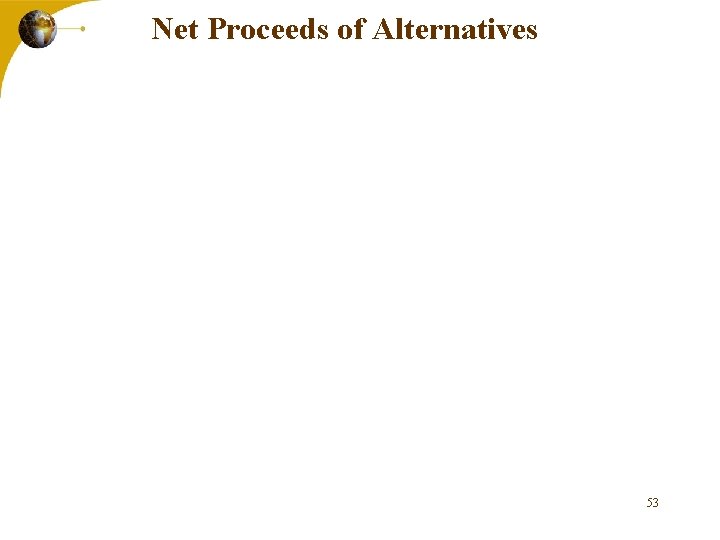 Net Proceeds of Alternatives 53 