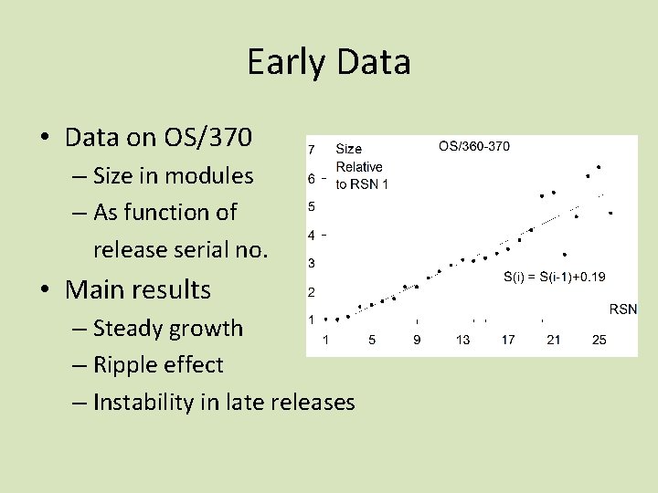 Early Data • Data on OS/370 – Size in modules – As function of