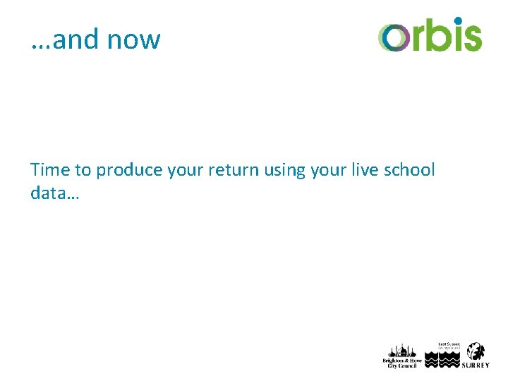 …and now Time to produce your return using your live school data… 