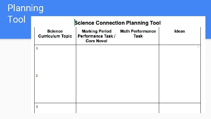 Planning Tool 