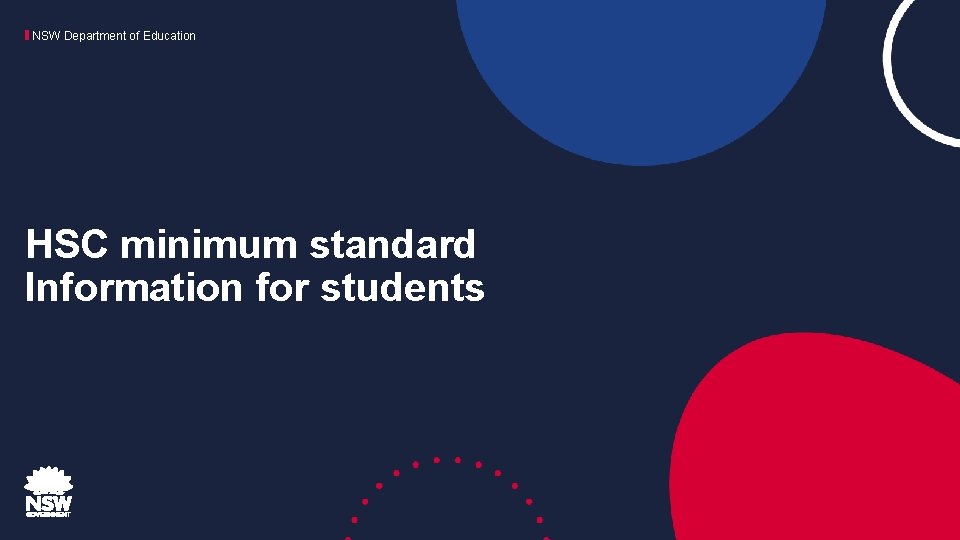 NSW Department of Education HSC minimum standard Information for students 