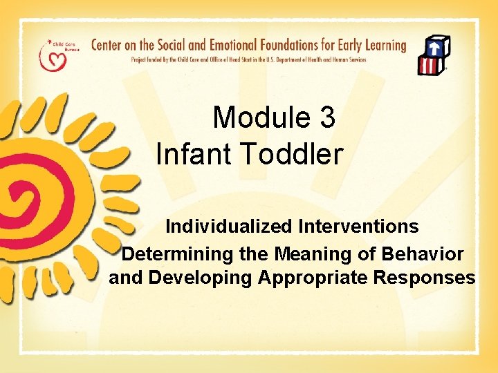  Module 3 Infant Toddler Individualized Interventions Determining the Meaning of Behavior and Developing