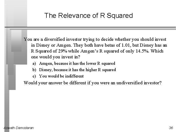 The Relevance of R Squared You are a diversified investor trying to decide whether